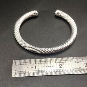 925 Sterling Silver Bracelet Twisted Rope Open Cuff Anniversary Birthday Gift